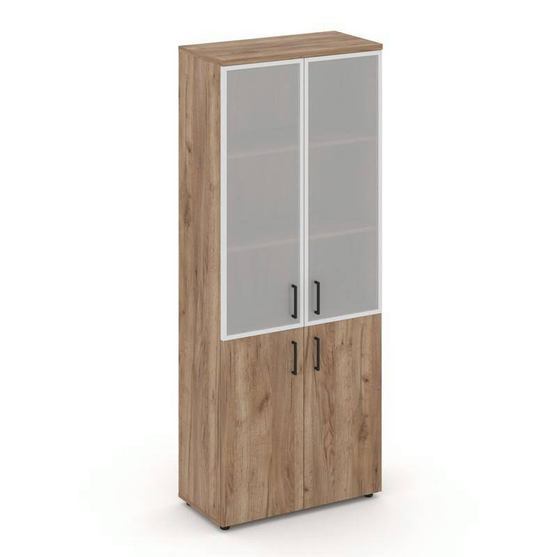 Style Project Шкаф высокий широкий SN.STS.E-103 Дуб Табак/Сатин/Черный Ручки 796*400*1982