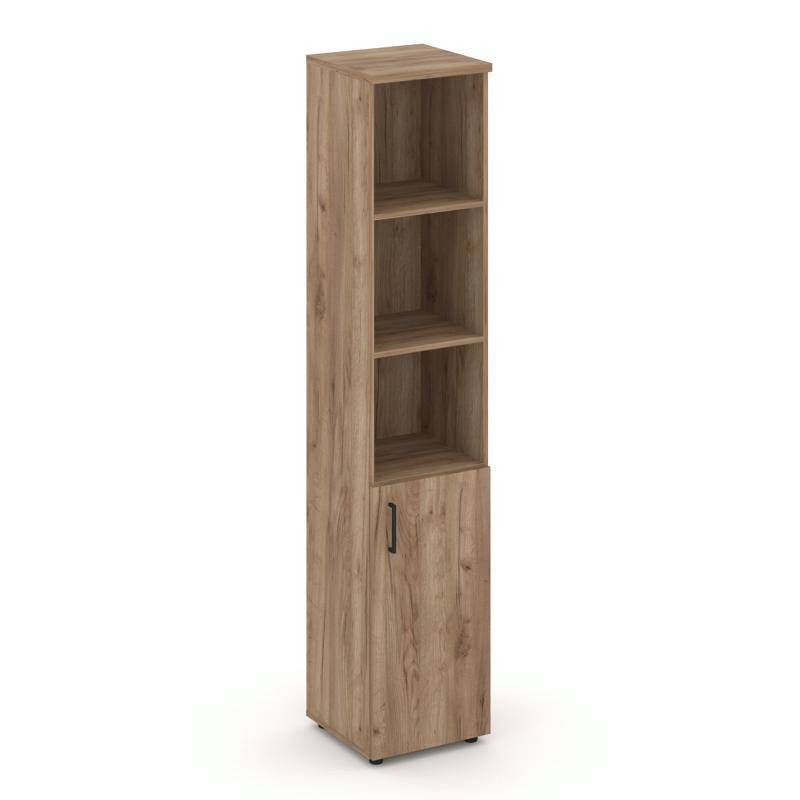 Style Project Шкаф высокий узкий SN.STU.E-101(R) Дуб Табак/Черный Ручки 400*400*1982