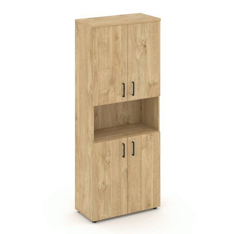 Style Project Шкаф высокий широкий SN.STS.E-107 Тиквуд Светлый/Черный Ручки 796*400*1982