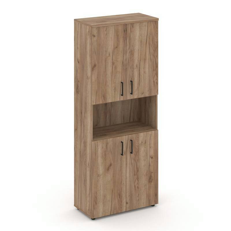 Style Project Шкаф высокий широкий SN.STS.E-107 Дуб Табак/Черный Ручки 796*400*1982