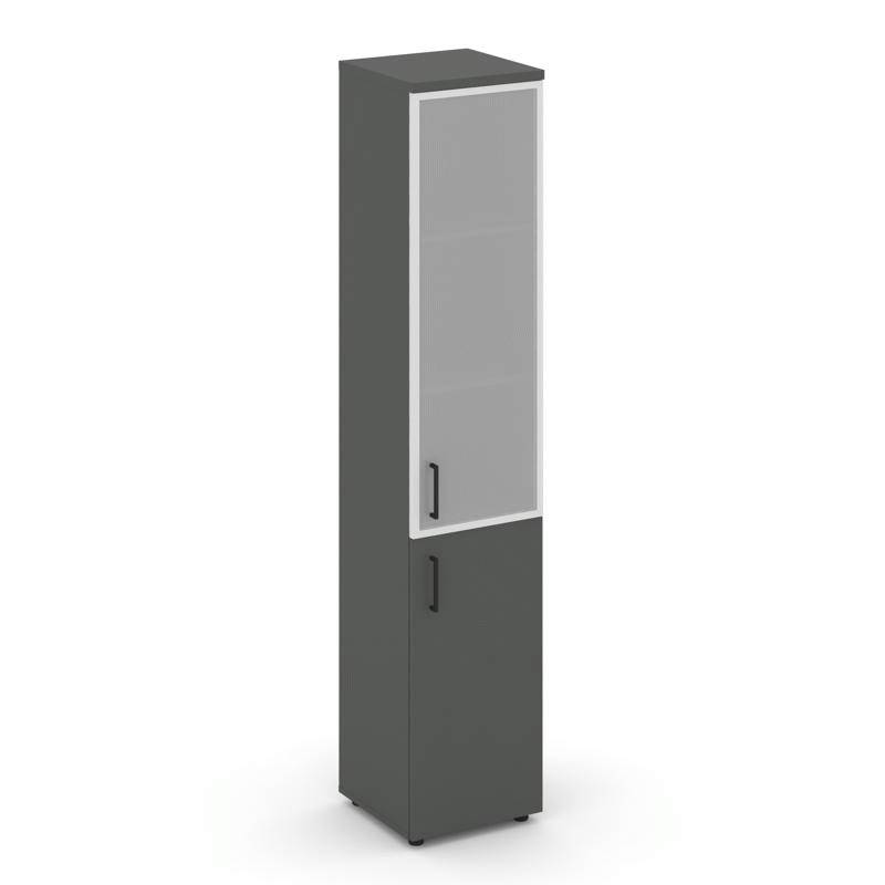 Style Project Шкаф высокий узкий SN.STU.E-103(R) Антрацит/Сатин/Черный Ручки 400*400*1982