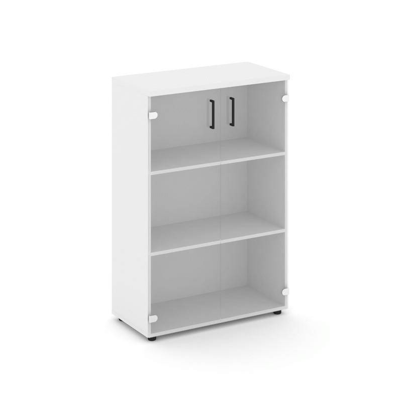 Style Project Шкаф средний широкий SN.STS-205 Белый/Прозрачный/Черный Ручки 796*400*1203