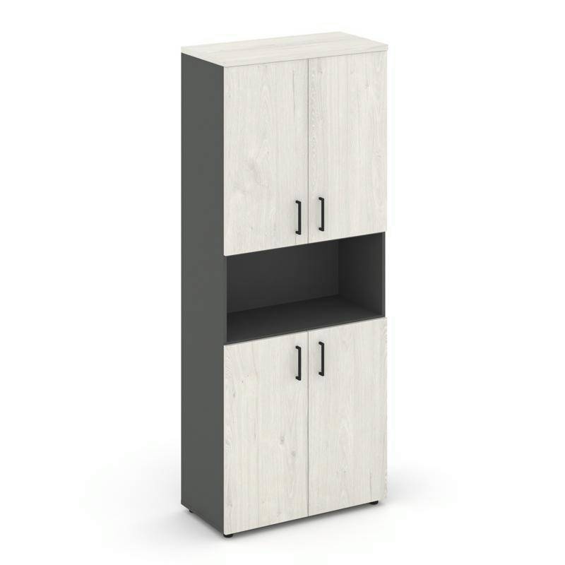 Style Project Шкаф высокий широкий SN.STS-107 Антрацит/Дуб Наварра/Черный Ручки 796*400*1982