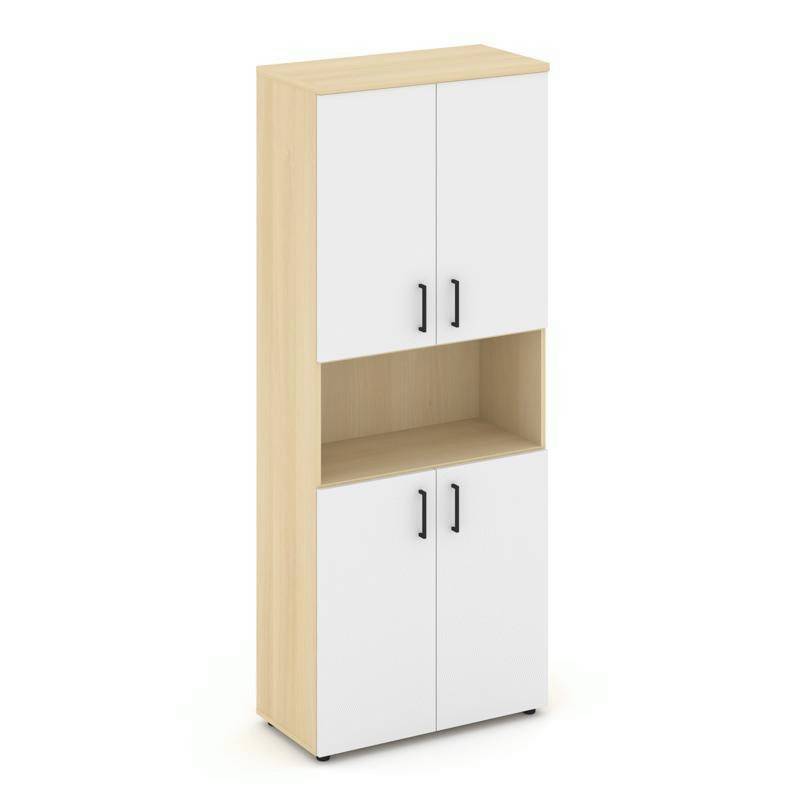 Style Project Шкаф высокий широкий SN.STS-107 Акация Лорка/Белый/Черный Ручки 796*400*1982