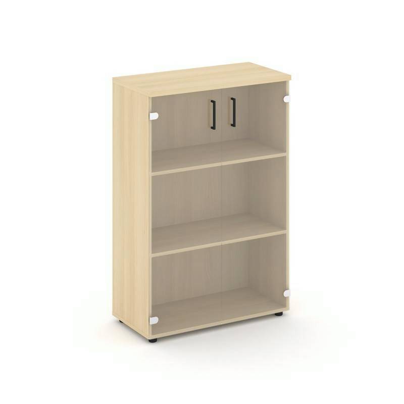 Style Project Шкаф средний широкий SN.STS.E-205 Акация Лорка/Прозрачный/Черный Ручки 796*400*1203
