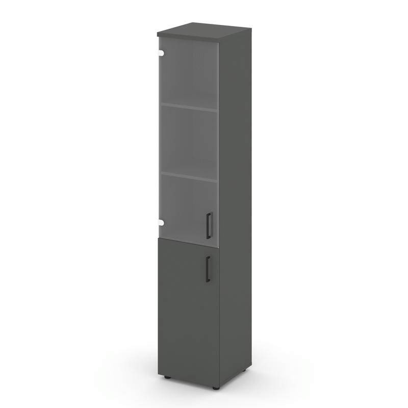 Style Project Шкаф высокий узкий SN.STU.E-102(L) Антрацит/Прозрачный/Черный Ручки 400*400*1982