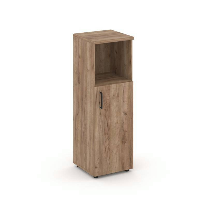 Style Project Шкаф средний узкий SN.STU.E-201(R) Дуб Табак/Черный Ручки 400*400*1203