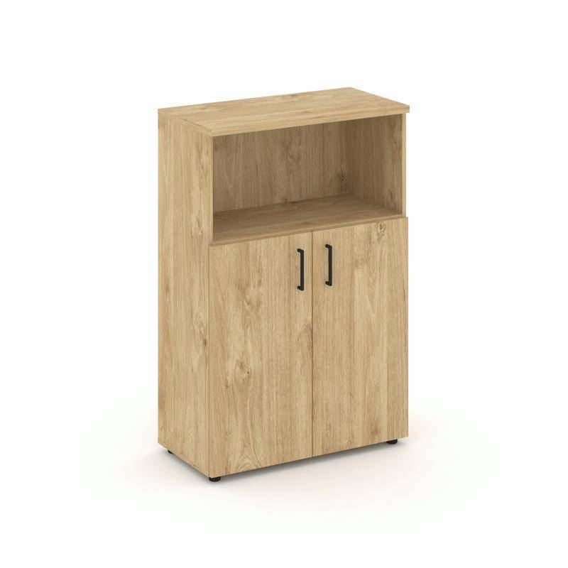 Style Project Шкаф средний широкий SN.STS.E-201 Тиквуд Светлый/Черный Ручки 796*400*1203
