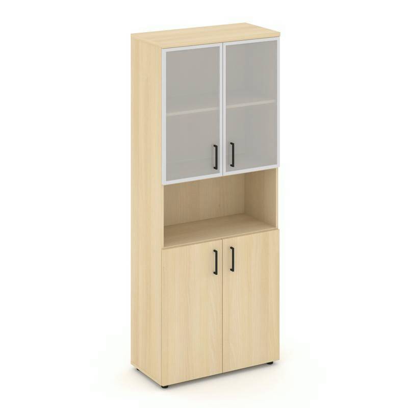 Style Project Шкаф высокий широкий SN.STS-106 Акация Лорка/Сатин/Черный Ручки 796*400*1982