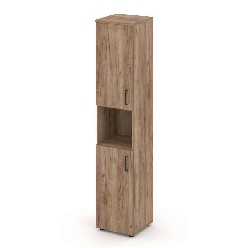 Style Project Шкаф высокий узкий SN.STU-107(L) Дуб Табак/Черный Ручки 400*400*1982