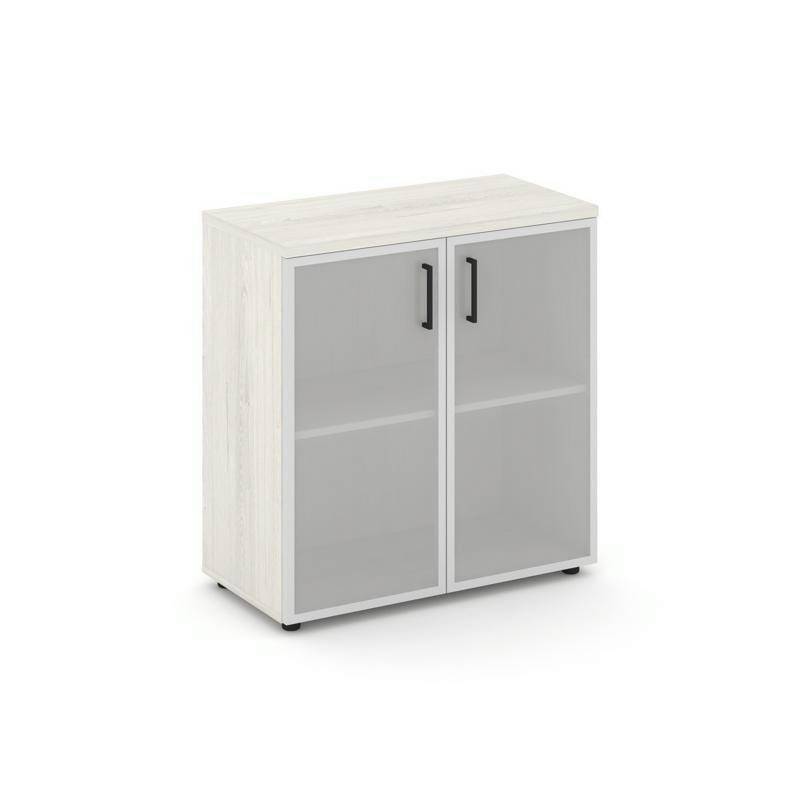 Style Project Шкаф низкий широкий SN.STS.E-303 Дуб Наварра/Сатин/Черный Ручки 796*400*833
