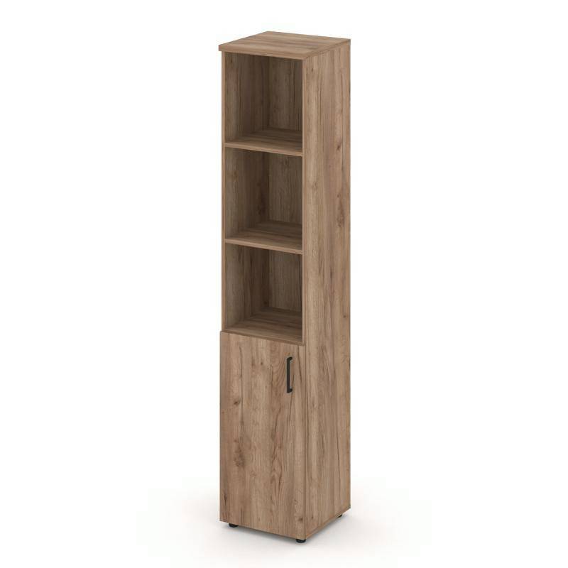 Style Project Шкаф высокий узкий SN.STU.E-101(L) Дуб Табак/Черный Ручки 400*400*1982
