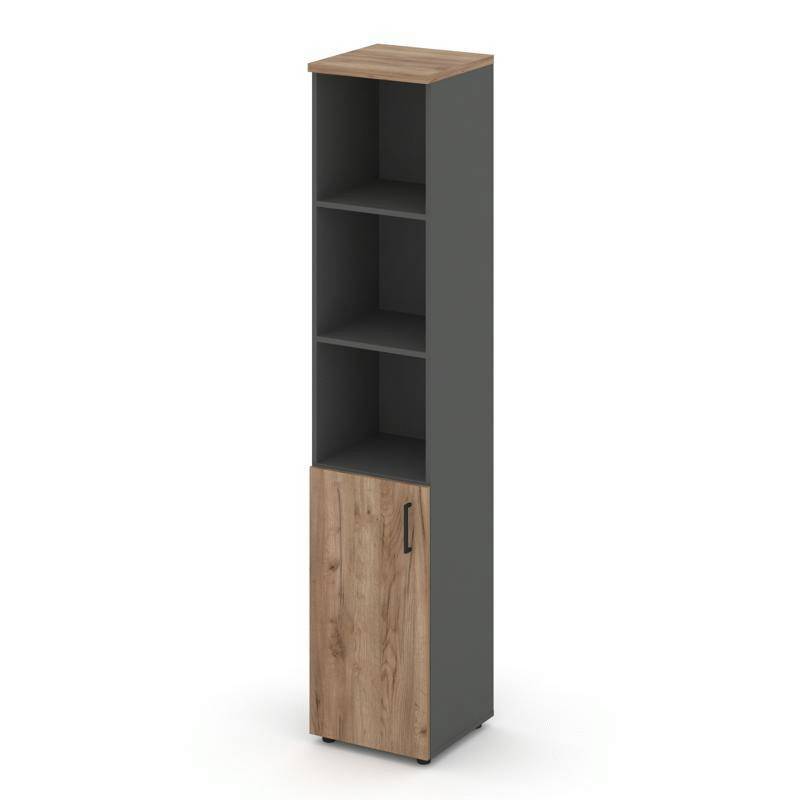 Style Project Шкаф высокий узкий SN.STU.E-101(L) Антрацит/Дуб Табак/Черный Ручки 400*400*1982