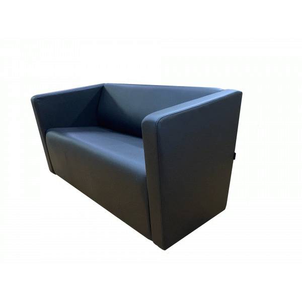 Диван офисный Итон двойной, искусственная кожа, цвет черный Ecotex 3001