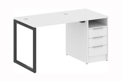 Письменный стол на О-образном м/к с опорной тумбой Metal system quattro 40x40 40БО.РС-СТП -1.1