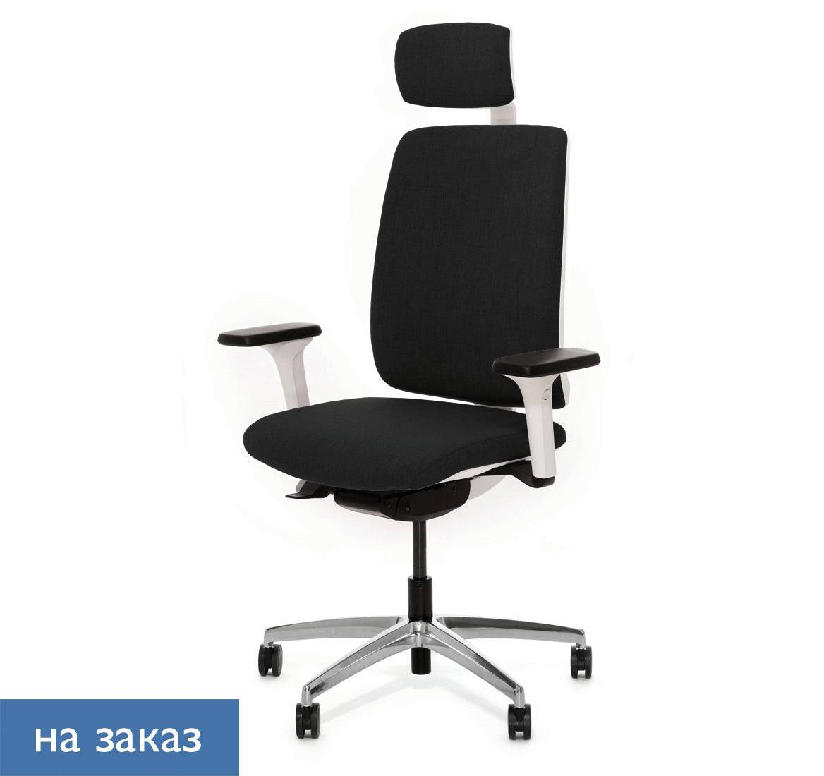DION W Кресло,синх, 1D,подг,ал ЧЕРН/БЕЛЫЙ/АЛЮМ