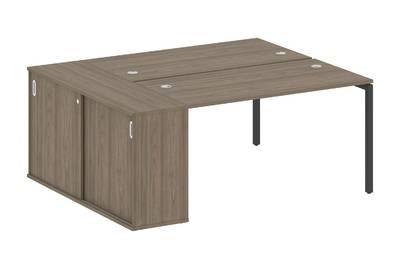 Бенч-стол на П-образном м/к с опорным шкафом-купе Metal system quattro 40x40 40БП.РС-СШК-1.3