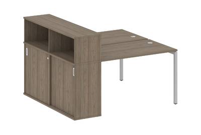 Бенч-стол на П-образном м/к с опорным шкафом-купе Metal system quattro 40x40 40БП.РС-СШК-2.2