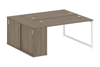 Бенч-стол на О-образном м/к с опорным шкафом-купе Metal system quattro 40x40 40БО.РС-СШК-1.3