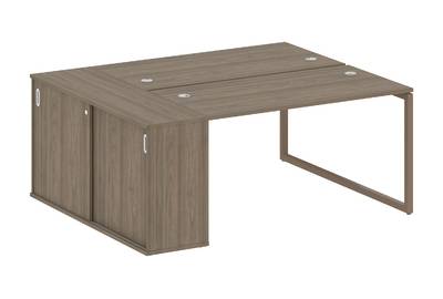 Бенч-стол на О-образном м/к с опорным шкафом-купе Metal system quattro 40x40 40БО.РС-СШК-1.3