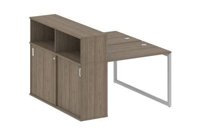 Бенч-стол на О-образном м/к с опорным шкафом-купе Metal system quattro 40x40 40БО.РС-СШК-2.1
