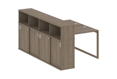 Бенч-стол на О-образном м/к с опорным шкафом-купе Metal system quattro 40x40 40БО.РС-СШК-4.1
