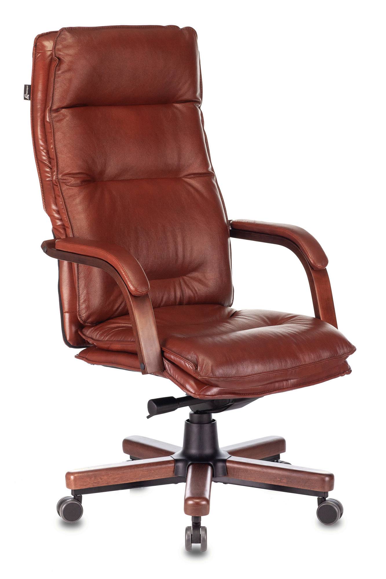 Кресло руководителя Бюрократ T-9927WALNUT светло-коричневый Leather Eichel кожа крестов. металл/дерево