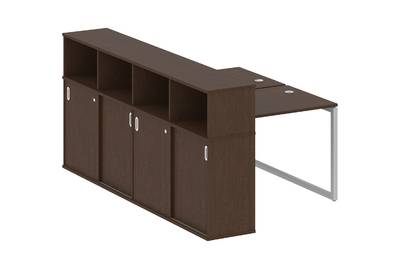 Бенч-стол на О-образном м/к с опорным шкафом-купе Metal system quattro 40x40 40БО.РС-СШК-4.1