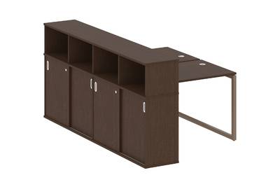 Бенч-стол на О-образном м/к с опорным шкафом-купе Metal system quattro 40x40 40БО.РС-СШК-4.1