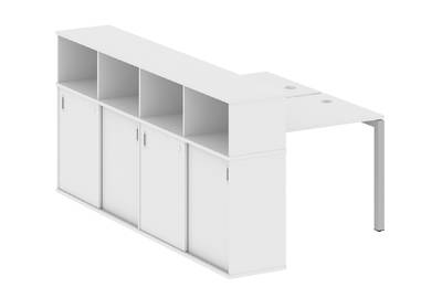 Бенч-стол на П-образном м/к с опорным шкафом-купе Metal system quattro 50x50 50БП.РС-СШК-4.1
