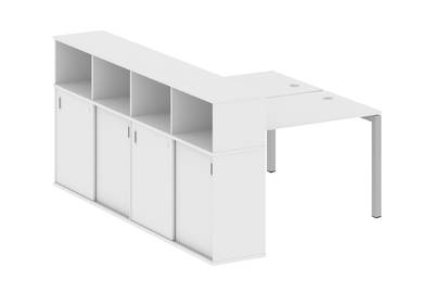 Бенч-стол на П-образном м/к с опорным шкафом-купе Metal system quattro 50x50 50БП.РС-СШК-4.2