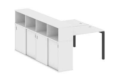 Бенч-стол на П-образном м/к с опорным шкафом-купе Metal system quattro 50x50 50БП.РС-СШК-4.2