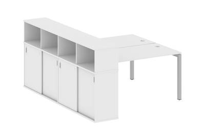 Бенч-стол на П-образном м/к с опорным шкафом-купе Metal system quattro 50x50 50БП.РС-СШК-4.3