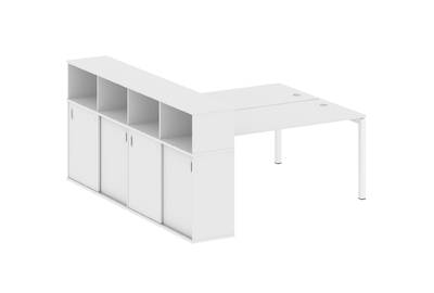 Бенч-стол на П-образном м/к с опорным шкафом-купе Metal system quattro 50x50 50БП.РС-СШК-4.4