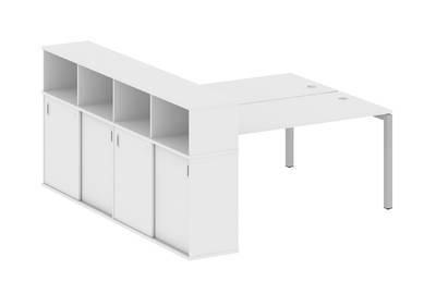 Бенч-стол на П-образном м/к с опорным шкафом-купе Metal system quattro 50x50 50БП.РС-СШК-4.4