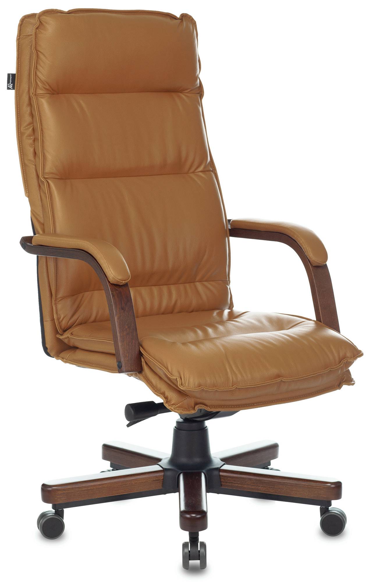 Кресло руководителя Бюрократ T-9927WALNUT горчичный кожа крестов. металл/дерево
