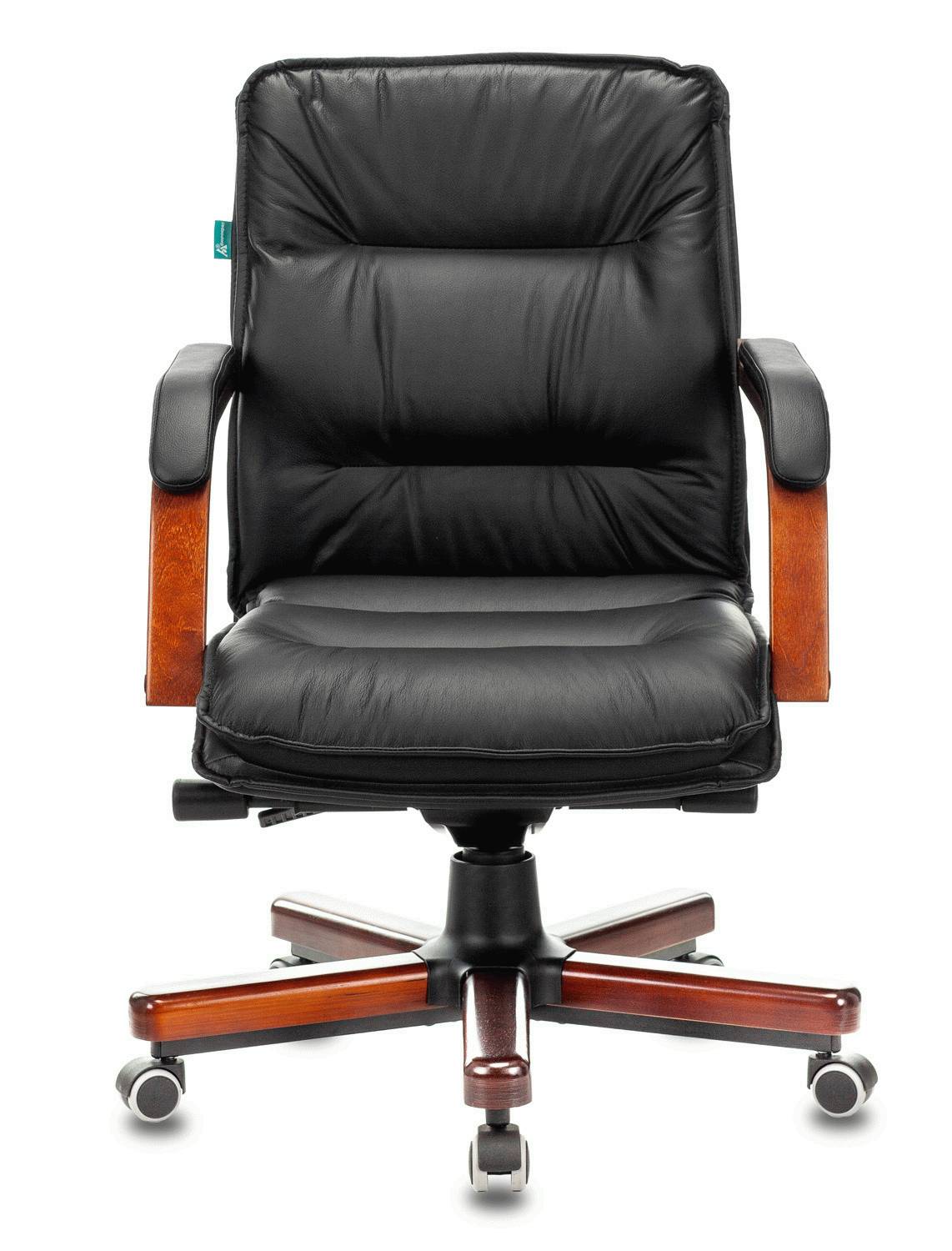 Кресло руководителя Бюрократ T-9927WALNUT-LOW черный кожа низк.спин. крестов. металл/дерево