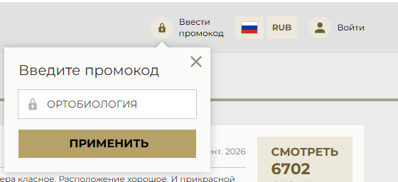 Окно ввода промокода на странице бронирования отеля «Милан»