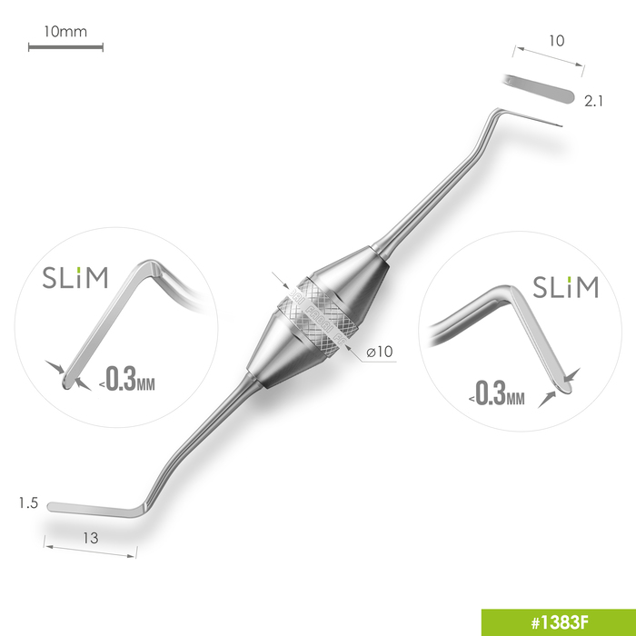 1383F Двухсторонняя прямая/дистальная гладилка SLIM. Эргономичная ручка Ø10mm