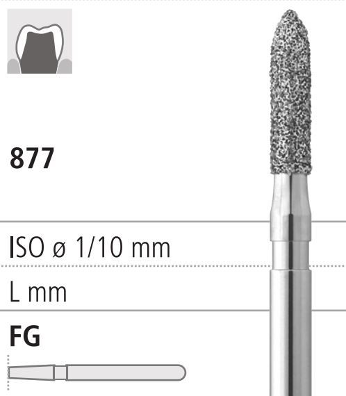 Боры стоматологические алмазные FG 877/014, зел., 6шт. ISO код 314288534014., арт: FG406/6 C
