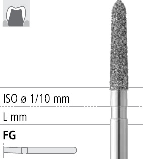 Боры стоматологические алмазные FG 878К/014, 6шт. ISO код 314298524014, арт: FG181N/6