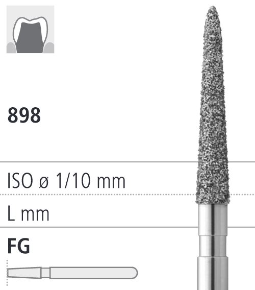 Боры стоматологические алмазные FG 898/016, зел., 6шт. ISO код 314586534016, арт: FG102L/6 C