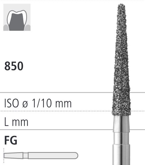 Боры стоматологические алмазные FG 850/014, белый, 6шт. ISO код 314199514014, арт: FG30D6/6