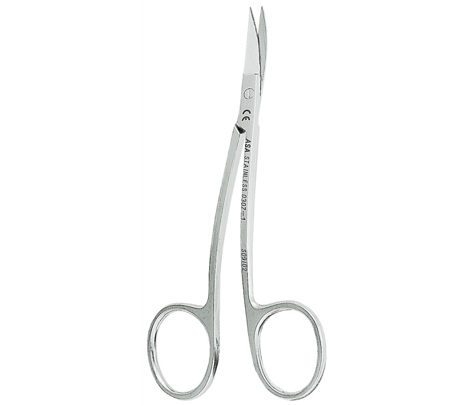 Asa Dental 0307-1 - ножницы для десны N1 изогнутые по плоскости, 10,5 см
