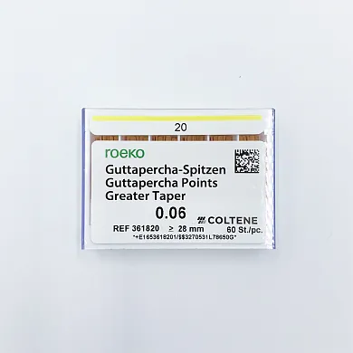 Штифты гуттаперчевые, Coltene, Greater Taper 0.6 #20, 60 шт
