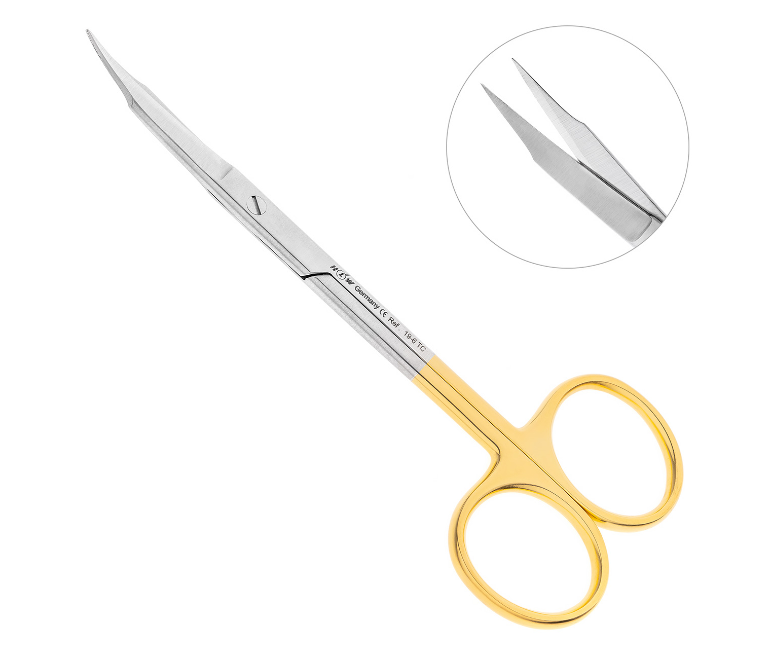 HLW 19-6TC - ножницы хирургические изогнутые Goldmann-Fox TC, 125 мм