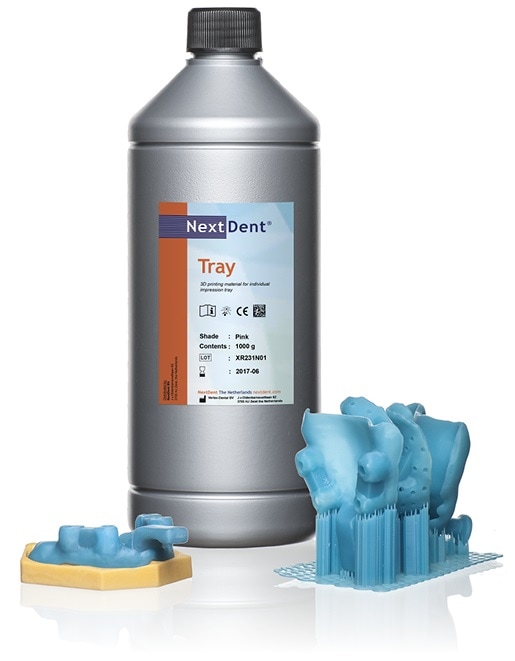 Фотополимер NextDent Tray, оттенок Blue (голубой). Упаковка 1000 гр., арт: NDTRBL01000