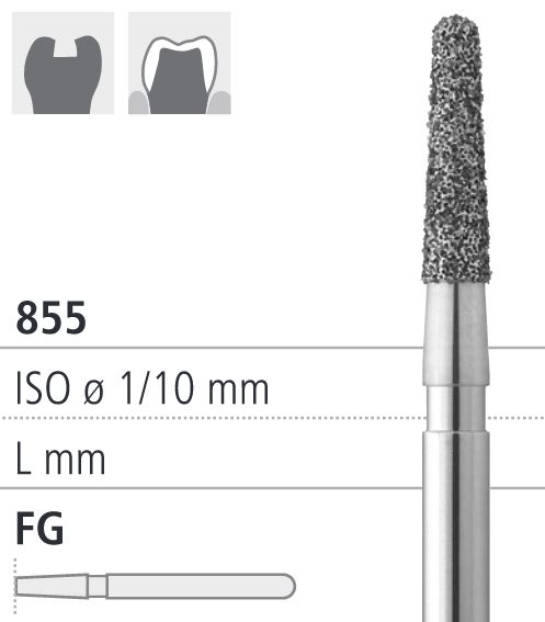 Боры стоматологические алмазные FG 855/015, красн., 6шт. ISO код 314197514015., арт: FG40D8/1