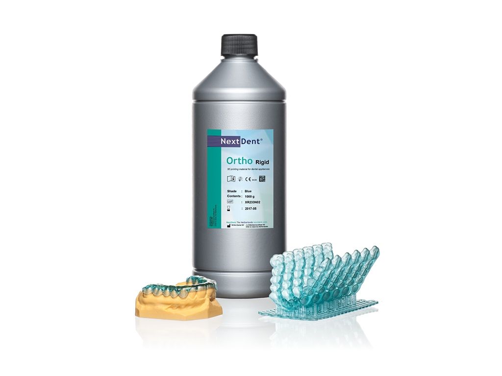 Фотополимер NextDent Ortho Rigid, оттенок Blue (голубой). Упаковка 1000 гр., арт: NDORBL01000