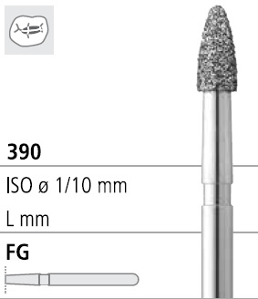 Боры стоматологические алмазные FG 390/016, зеленый, 6шт. ISO код 314274534016, арт: FG274/6 C